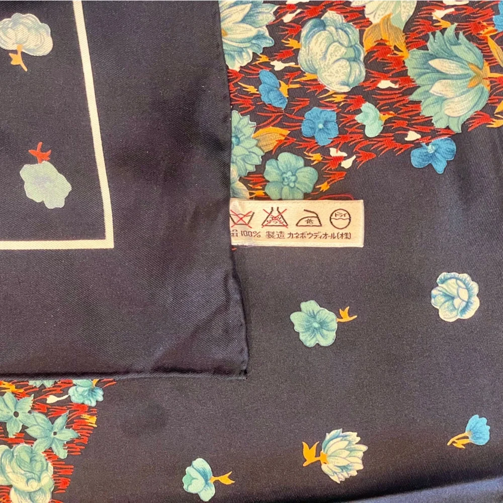 Dior Floral Blue Silk Scarf